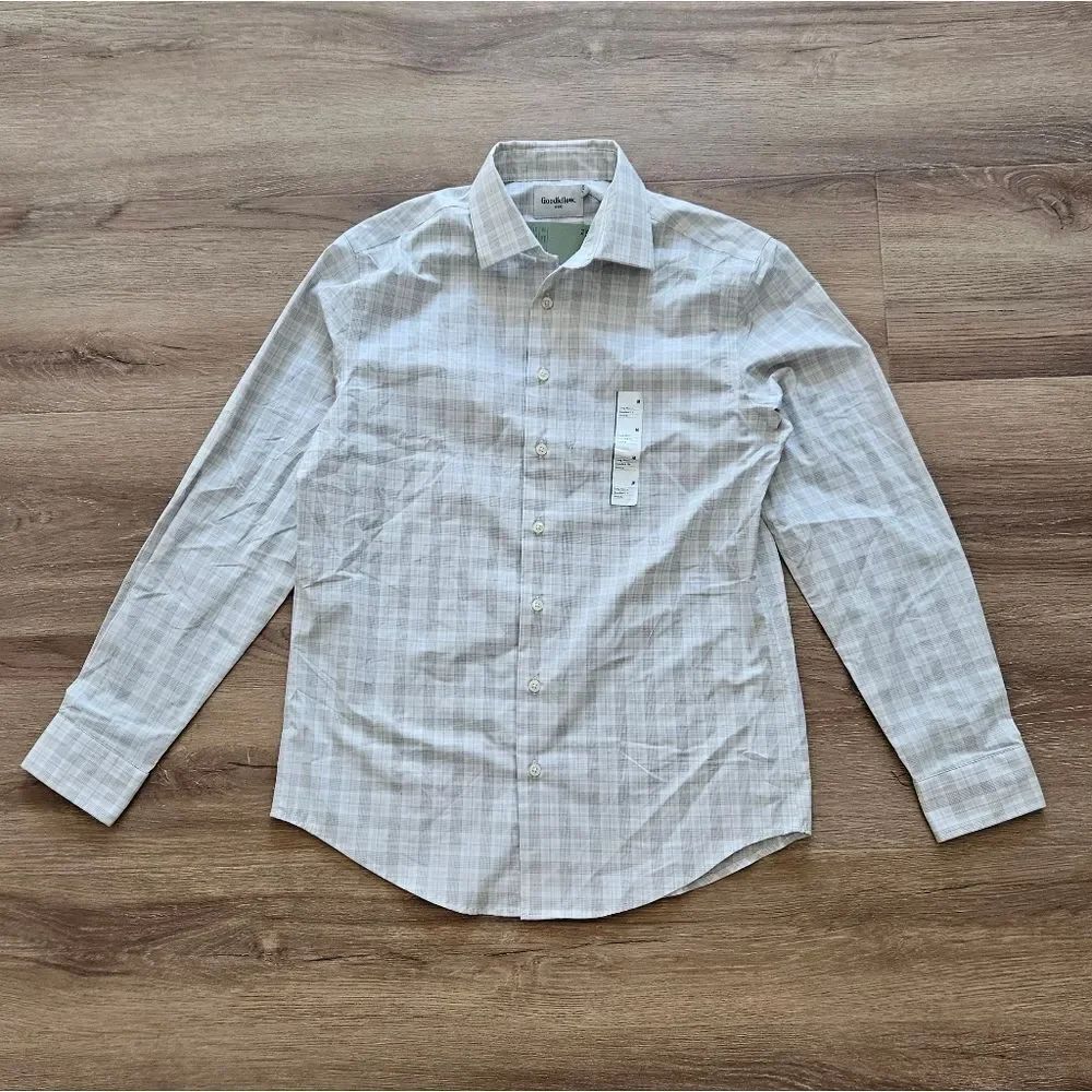 Goodfellow & Co Men's White And Gray Plaid Shirt Size M